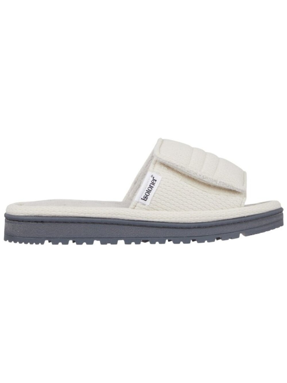 NWT Isotoner Active Recycled Adjustable Slide Slippers Light Grey L (8.5-9)